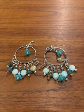 Handcrafted Turquoise Bead Hoop Earrings - Women's Jewelry
